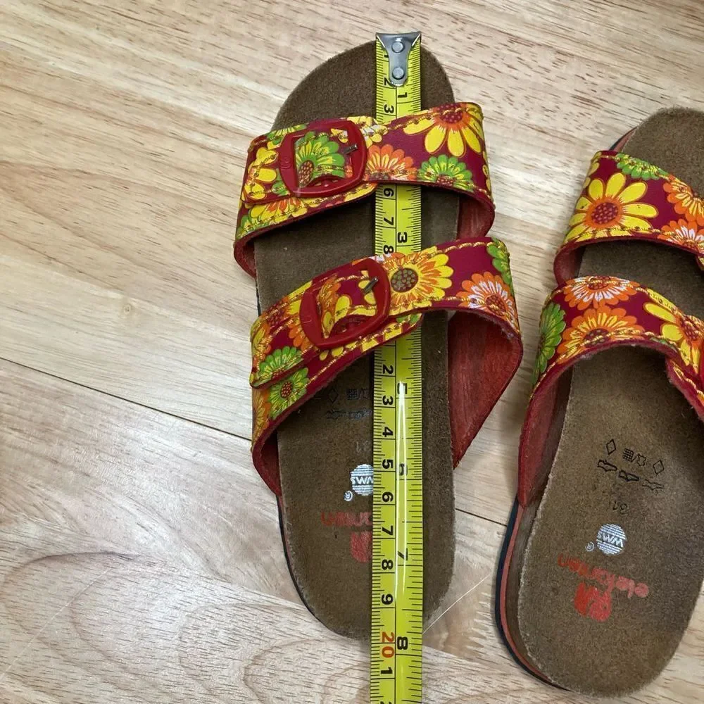 Elefanten Girl’s Bright Sunflower Slip on Double Strap Buckle Sandals, Size 31